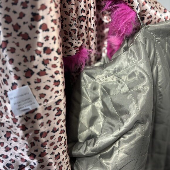 NWOT $600 PARKA PATCHED‎ HOODED Real Fur Removable Lining KHAKI COAT Sz Kid 12 - Picture 10 of 16